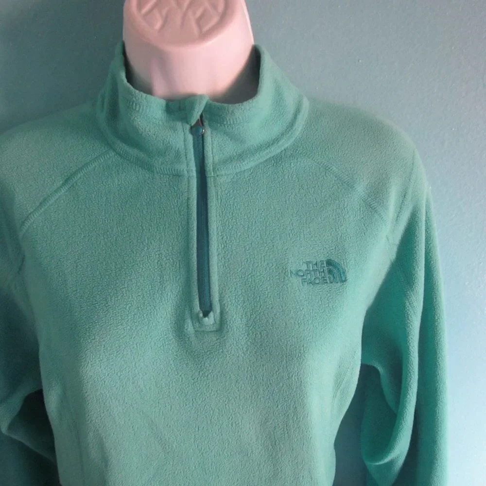 The North Face Womens Size M  Polartec Fleece Jacket 1/4 Zip Light Aqua Blue 42B
